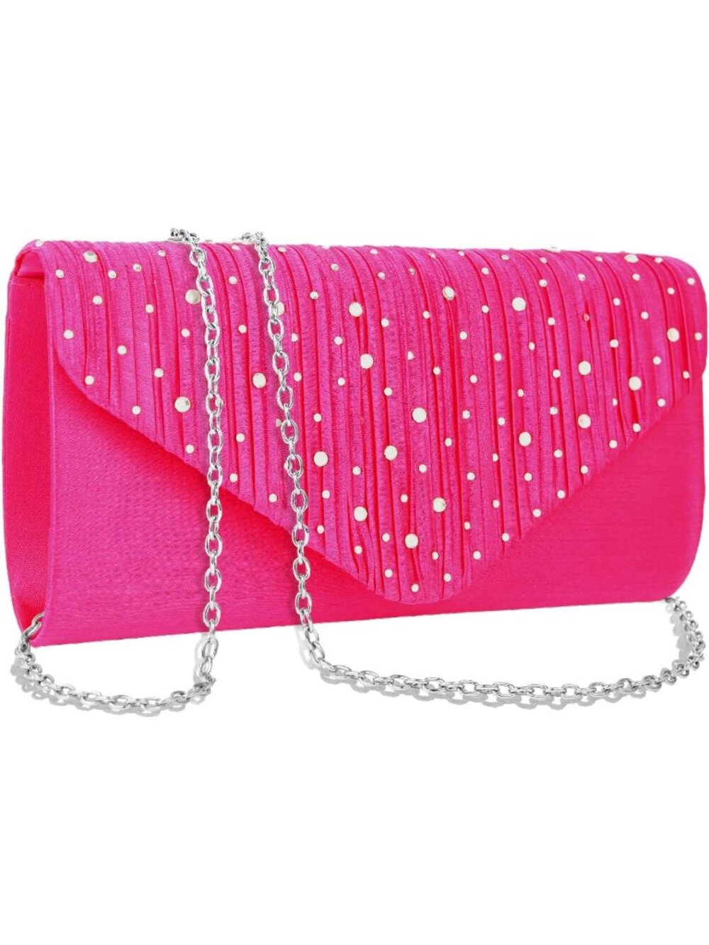 Women's Fuchsia Rhinestone Clutch Purse For Evening Bag Wedding Handbags